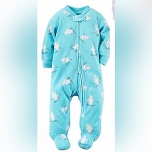 Boys Fleece Zip Up Skiing Polar Bear Sleeper Pajamas Sleep Play Footie Jammie NB